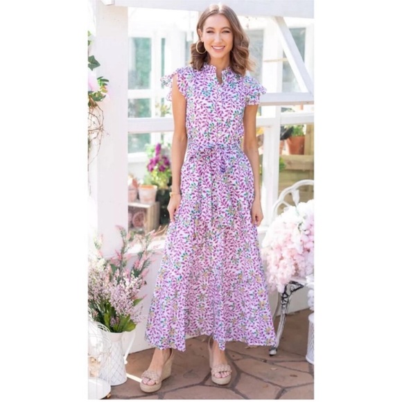 Oliphant Ruffle Collar Button Maxi Dress - Picture 1 of 8